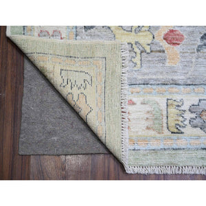 11'6"x15'7" Pistachio Green, Afghan Angora Oushak With Floral Motifs, Vegetable Dyes, Extra Soft Wool, Hand Knotted, Oversized Oriental Rug FWR440298