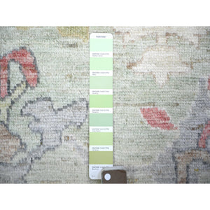11'6"x15'7" Pistachio Green, Afghan Angora Oushak With Floral Motifs, Vegetable Dyes, Extra Soft Wool, Hand Knotted, Oversized Oriental Rug FWR440298