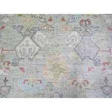 Load image into Gallery viewer, 11&#39;6&quot;x15&#39;7&quot; Pistachio Green, Afghan Angora Oushak With Floral Motifs, Vegetable Dyes, Extra Soft Wool, Hand Knotted, Oversized Oriental Rug FWR440298
