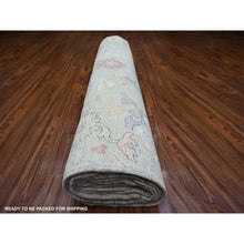 Load image into Gallery viewer, 11&#39;6&quot;x15&#39;7&quot; Pistachio Green, Afghan Angora Oushak With Floral Motifs, Vegetable Dyes, Extra Soft Wool, Hand Knotted, Oversized Oriental Rug FWR440298