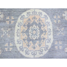 Load image into Gallery viewer, 10&#39;x14&#39;1&quot; Platinum Gray, Soft Wool Hand Knotted, Stone Washed Peshawar With Khotan Design, Oriental Rug FWR440382