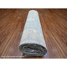 Load image into Gallery viewer, 10&#39;x14&#39;1&quot; Platinum Gray, Soft Wool Hand Knotted, Stone Washed Peshawar with Khotan Design, Oriental Rug FWR440382
