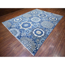 Load image into Gallery viewer, 8&#39;10&quot;x11&#39;8&quot; Air Force Blue, Hand Knotted Finer Peshawar With Mamluk Design, Densely Woven Natural Dyes, Soft Wool, Oriental Rug FWR440412