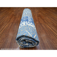 Load image into Gallery viewer, 8&#39;10&quot;x11&#39;8&quot; Air Force Blue, Hand Knotted Finer Peshawar With Mamluk Design, Densely Woven Natural Dyes, Soft Wool, Oriental Rug FWR440412
