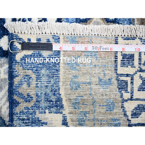 8'10"x11'8" Carolina Blue, Kazak with Geometric Medallions Design, Hand Knotted, Soft and Shiny Wool, Denser Weave, Vegetable Dyes, Oriental Rug FWR3162