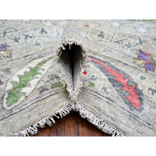 Load image into Gallery viewer, 9&#39;x12&#39;2&quot; Light Beige, Soft And Shiny Wool Hand Knotted, Fine Peshawar With Suzani Design, Natural Dyes Dense Weave, Oriental Rug FWR440418