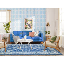 Load image into Gallery viewer, 6&#39;1&quot;x8&#39;6&quot; Sapphire Blue, Organic Wool Hand Knotted, Finer Peshawar With All Over Heriz Design, Densely Woven Natural Dyes, Oriental Rug FWR440424