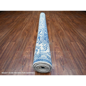 6'1"x8'6" Sapphire Blue, Organic Wool Hand Knotted, Finer Peshawar With All Over Heriz Design, Densely Woven Natural Dyes, Oriental Rug FWR440424