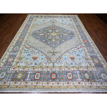 Load image into Gallery viewer, 8&#39;8&quot;x11&#39;7&quot; Echo Gray, Pure Wool Hand Knotted, Finer Peshawar With Heriz Medallion Design, Densely Woven Natural Dyes, Oriental Rug FWR440436
