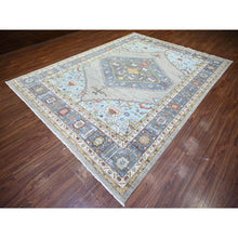 Load image into Gallery viewer, 8&#39;8&quot;x11&#39;7&quot; Echo Gray, Pure Wool Hand Knotted, Finer Peshawar With Heriz Medallion Design, Densely Woven Natural Dyes, Oriental Rug FWR440436