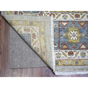 8'8"x11'7" Echo Gray, Pure Wool Hand Knotted, Finer Peshawar With Heriz Medallion Design, Densely Woven Natural Dyes, Oriental Rug FWR440436