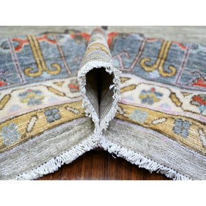 8'8"x11'7" Echo Gray, Pure Wool Hand Knotted, Finer Peshawar With Heriz Medallion Design, Densely Woven Natural Dyes, Oriental Rug FWR440436