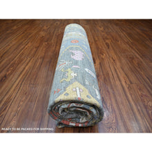 Load image into Gallery viewer, 8&#39;8&quot;x11&#39;7&quot; Echo Gray, Pure Wool Hand Knotted, Finer Peshawar With Heriz Medallion Design, Densely Woven Natural Dyes, Oriental Rug FWR440436