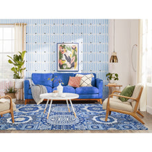 Load image into Gallery viewer, 5&#39;7&quot;x9&#39;2&quot; Little Boy Blue, Dense Weave Vegetable Dyes, Soft Wool Hand Knotted, Finer Peshawar With Mamluk Design, Oriental Rug FWR440442