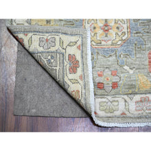 Load image into Gallery viewer, 2&#39;7&quot;x11&#39;9&quot; Echo Gray, Dense Weave Vegetable Dyes, Pure Wool Hand Knotted, Finer Peshawar with Heriz Medallion Design, Runner Oriental Rug FWR440466