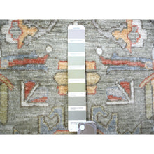 Load image into Gallery viewer, 2&#39;7&quot;x11&#39;9&quot; Echo Gray, Dense Weave Vegetable Dyes, Pure Wool Hand Knotted, Finer Peshawar With Heriz Medallion Design, Runner Oriental Rug FWR440466