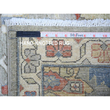 Load image into Gallery viewer, 2&#39;7&quot;x11&#39;9&quot; Echo Gray, Dense Weave Vegetable Dyes, Pure Wool Hand Knotted, Finer Peshawar with Heriz Medallion Design, Runner Oriental Rug FWR440466