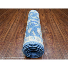 Load image into Gallery viewer, 2&#39;8&quot;x11&#39;8&quot; Bayern Blue, Soft Wool Hand Knotted, Finer Peshawar With Mahal Design, Densely Woven Natural Dyes, Runner Oriental Rug FWR440472