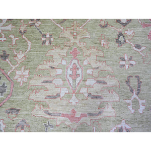 13'10"x19'8" Gin Green, Afghan Angora Oushak Natural Dyes, Extra Soft Wool Hand Knotted, Oversized Oriental Rug FWR440688