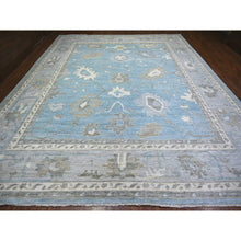 Load image into Gallery viewer, 12&#39;1&quot;x14&#39;10&quot; Beau Blue, Soft Wool Hand Knotted, Afghan Angora Oushak With Obscured Motifs Vegetable Dyes, Oversized Oriental Rug FWR440742