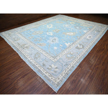 Load image into Gallery viewer, 12&#39;1&quot;x14&#39;10&quot; Beau Blue, Soft Wool Hand Knotted, Afghan Angora Oushak With Obscured Motifs Vegetable Dyes, Oversized Oriental Rug FWR440742