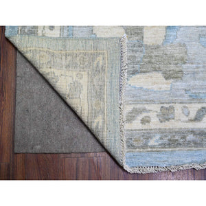 12'1"x14'10" Beau Blue, Soft Wool Hand Knotted, Afghan Angora Oushak With Obscured Motifs Vegetable Dyes, Oversized Oriental Rug FWR440742