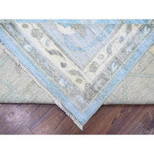 Load image into Gallery viewer, 12&#39;1&quot;x14&#39;10&quot; Beau Blue, Soft Wool Hand Knotted, Afghan Angora Oushak With Obscured Motifs Vegetable Dyes, Oversized Oriental Rug FWR440742