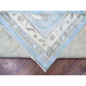 12'1"x14'10" Beau Blue, Soft Wool Hand Knotted, Afghan Angora Oushak With Obscured Motifs Vegetable Dyes, Oversized Oriental Rug FWR440742