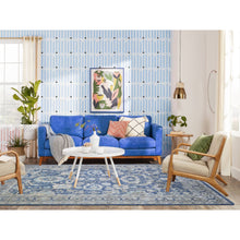 Load image into Gallery viewer, 6&#39;2&quot;x8&#39;10&quot; Queen Blue, Finer Peshawar With Heriz Design, Dense Weave Vegetable Dyes, Extra Soft Wool Hand Knotted, Oriental Rug FWR440898