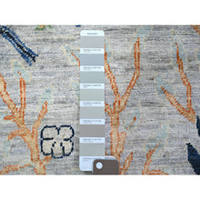 Load image into Gallery viewer, 2&#39;8&quot;x9&#39;6&quot; Silver Gray, Natural Dyes Extra Soft Wool, Hand Knotted Afghan Peshawar With Birds Of Paradise, Runner Oriental Rug FWR440928