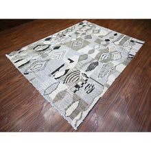 Load image into Gallery viewer, 7&#39;4&quot;x9&#39;6&quot; Ivory, Natural Dyes Velvety Wool, Hand Knotted Beni Ourain Moroccan Berber Design, Oriental Rug FWR440952