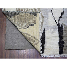 Load image into Gallery viewer, 7&#39;4&quot;x9&#39;6&quot; Ivory, Natural Dyes Velvety Wool, Hand Knotted Beni Ourain Moroccan Berber Design, Oriental Rug FWR440952