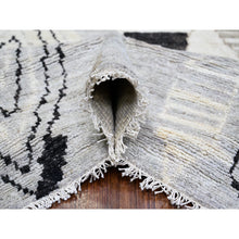 Load image into Gallery viewer, 7&#39;4&quot;x9&#39;6&quot; Ivory, Natural Dyes Velvety Wool, Hand Knotted Beni Ourain Moroccan Berber Design, Oriental Rug FWR440952