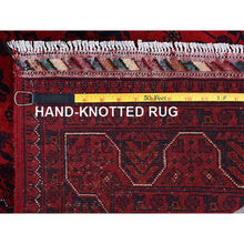 Load image into Gallery viewer, 2&#39;9&quot;x5&#39; Scarlet Red, Afghan Khamyab With Geometric Pattern, Hand Knotted, Soft And Velvety Wool, Oriental Rug FWR4404