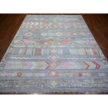 Load image into Gallery viewer, 8&#39;2&quot;x9&#39;8&quot; Cadet Gray, Vegetable Dyes Soft Wool, Hand Knotted Beni Ourain Moroccan Berber Design, Oriental Rug FWR441162