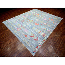 Load image into Gallery viewer, 8&#39;2&quot;x9&#39;8&quot; Cadet Gray, Vegetable Dyes Soft Wool, Hand Knotted Beni Ourain Moroccan Berber Design, Oriental Rug FWR441162