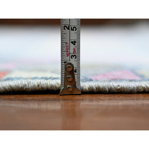 8'2"x9'8" Cadet Gray, Vegetable Dyes Soft Wool, Hand Knotted Beni Ourain Moroccan Berber Design, Oriental Rug FWR441162