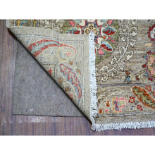 Load image into Gallery viewer, 6&#39;x9&#39;2&quot; Tan Color, Natural Dyes Extra Soft Wool, Hand Knotted Finer Peshawar With Uzbek Suzani Design, Densely Woven, Oriental Rug FWR441288