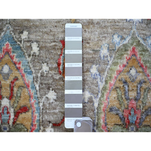6'x9'2" Tan Color, Natural Dyes Extra Soft Wool, Hand Knotted Finer Peshawar With Uzbek Suzani Design, Densely Woven, Oriental Rug FWR441288