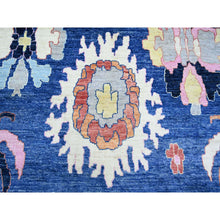 Load image into Gallery viewer, 10&#39;x13&#39;9&quot; Sapphire Blue, Hand Knotted Afghan Angora Oushak With Pop Of Color, Natural Dyes Extra Soft Wool, Oriental Rug FWR441498
