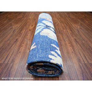 10'x13'9" Sapphire Blue, Hand Knotted Afghan Angora Oushak With Pop Of Color, Natural Dyes Extra Soft Wool, Oriental Rug FWR441498