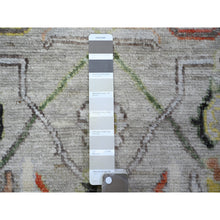 Load image into Gallery viewer, 4&#39;x9&#39;10&quot; Silver Gray, Hand Knotted Afghan Angora Oushak With All Over Pattern, Natural Dyes 100% Wool, Wide Runner Oriental Rug FWR441528