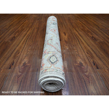 Load image into Gallery viewer, 4&#39;x9&#39;10&quot; Silver Gray, Hand Knotted Afghan Angora Oushak with All Over Pattern, Natural Dyes 100% Wool, Wide Runner Oriental Rug FWR441528