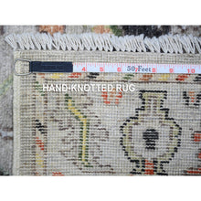 Load image into Gallery viewer, 4&#39;x9&#39;10&quot; Silver Gray, Hand Knotted Afghan Angora Oushak With All Over Pattern, Natural Dyes 100% Wool, Wide Runner Oriental Rug FWR441528