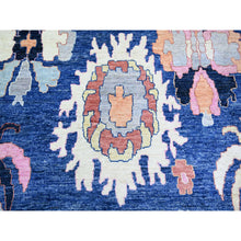 Load image into Gallery viewer, 10&#39;x13&#39;9&quot; Sapphire Blue, 100% Wool Hand Knotted, Afghan Angora Oushak With Pop Of Colors Natural Dyes, Oriental Rug FWR441576