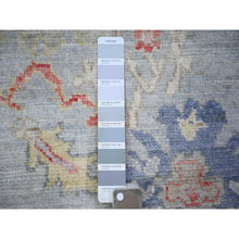 Load image into Gallery viewer, 4&#39;x10&#39; Cadet Gray, Afghan Angora Oushak with Colorful Motifs Natural Dyes, Pure Wool Hand Knotted, Wide Runner Oriental Rug FWR441582