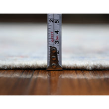 Load image into Gallery viewer, 4&#39;x10&#39; Cadet Gray, Afghan Angora Oushak With Colorful Motifs Natural Dyes, Pure Wool Hand Knotted, Wide Runner Oriental Rug FWR441582