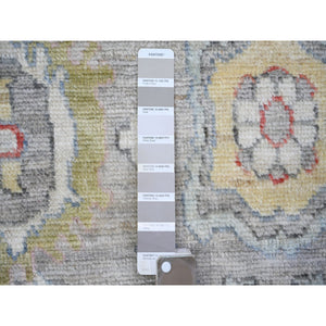 6'1"x9' Cloud Gray, Afghan Angora Oushak With Tribal Medallions Natural Dyes, Extra Soft Wool Hand Knotted, Oriental Rug FWR441666