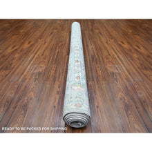 Load image into Gallery viewer, 6&#39;1&quot;x9&#39; Cloud Gray, Afghan Angora Oushak With Tribal Medallions Natural Dyes, Extra Soft Wool Hand Knotted, Oriental Rug FWR441666