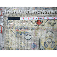 Load image into Gallery viewer, 6&#39;1&quot;x9&#39; Cloud Gray, Afghan Angora Oushak With Tribal Medallions Natural Dyes, Extra Soft Wool Hand Knotted, Oriental Rug FWR441666